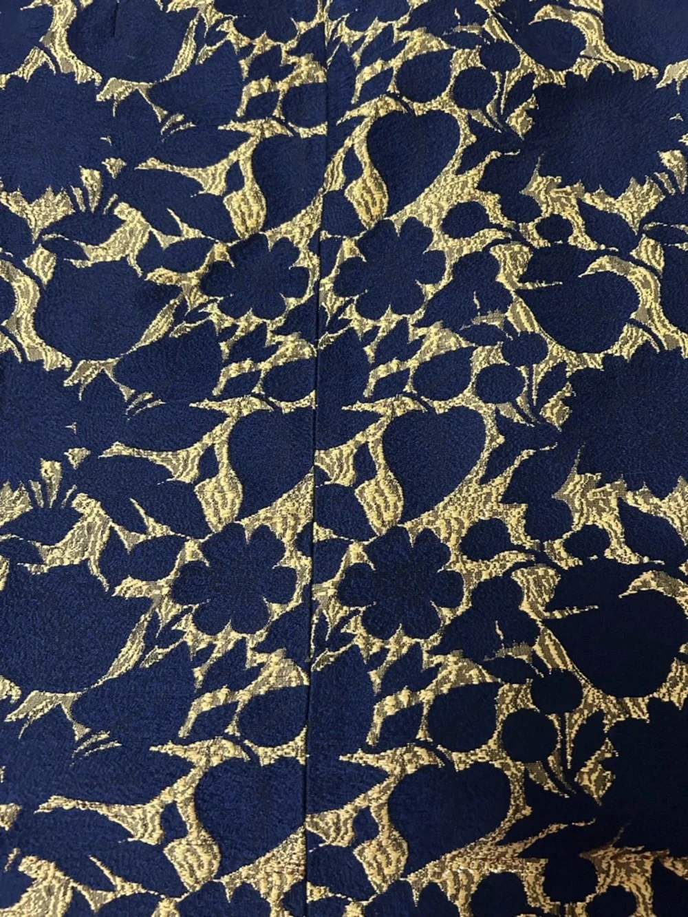 J. Crew Navy and Gold Floral Jacquard A-Line Skirt